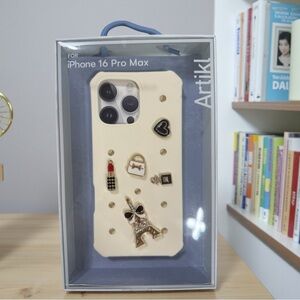Cream iPhone 16 Pro Max Case with Charms